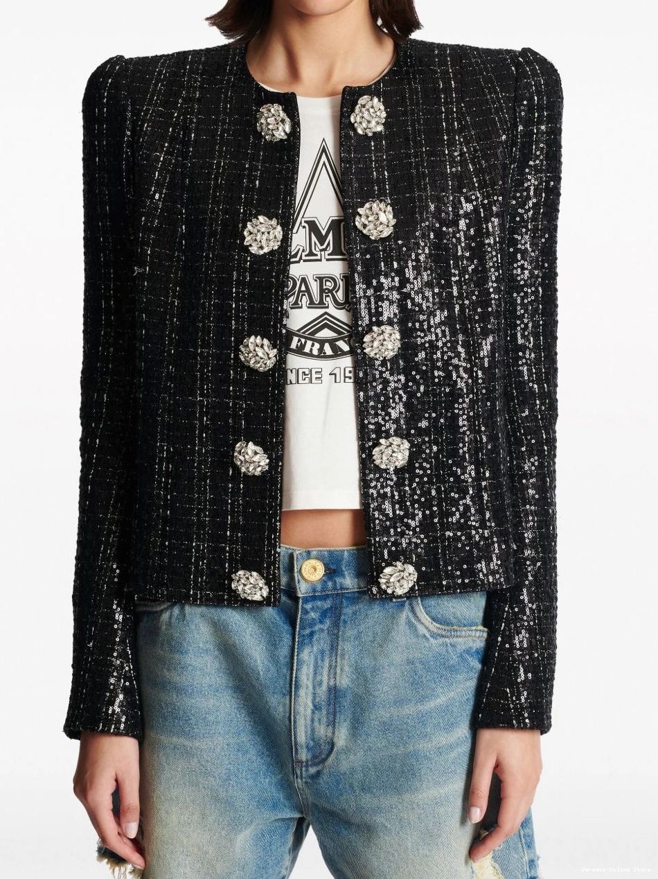 Cheap tweed jacket Women Versace sequin-embellished 0816